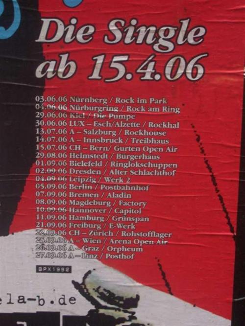 Bela B: Bela B.s Bingo-Show: Tourposter: Komplette Tour (Detail)