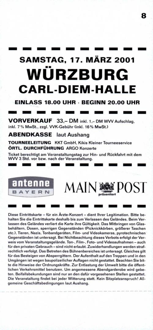 Rauf auf die Bühne, Unsichtbarer!: Ticket: Würzburg (back)