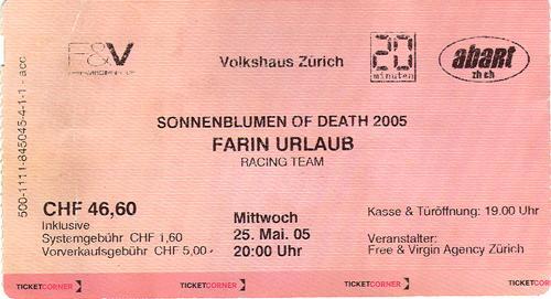 FURT: Sonnenblumen of Death: Ticket: Zürich