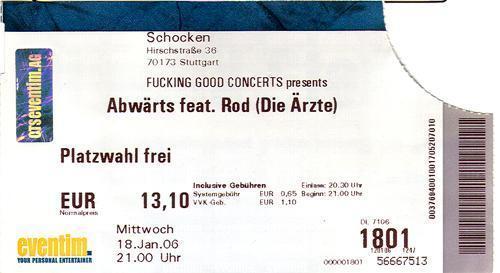 Abwärts: Einzelgigs: Ticket: Stuttgart