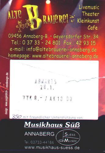 Abwärts: Einzelgigs: Ticket: Annaberg-Buchholz