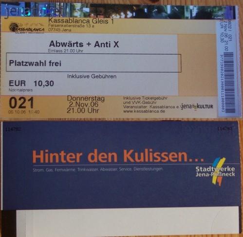 Abwärts: Breaking News: Ticket: Jena