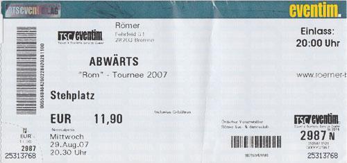 Abwärts: Epofit Tour: Ticket: Bremen