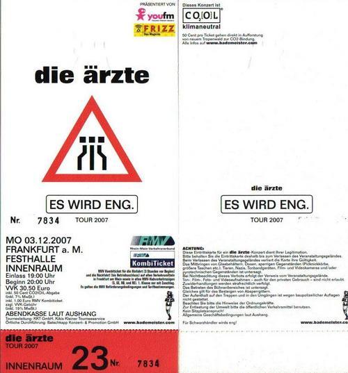 Es wird eng: Ticket: Frankfurt 03.12.