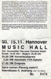 Ticket: Hannover 15.11. (back)