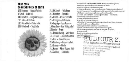 FURT: Sonnenblumen of Death: Ticket: Zwickau (back)