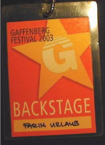 FURT: Festivals: Pass: Gurtenfestival (Backstage)