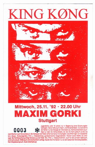 King Kong (u.a. Farin Urlaub): Ticket: Stuttgart, Maxim Gorki