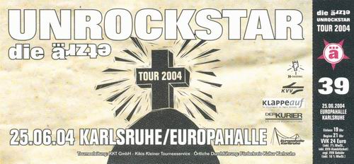 Unrockstar: Ticket: Karlsruhe (front)