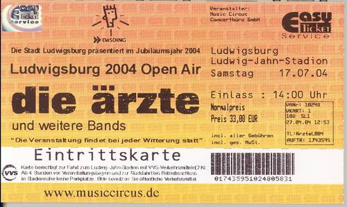 Unrockstar: Ticket: Ludwigsburg (front)