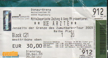 Jenseits der Grenze des Zumutbaren: Ticket: Regensburg